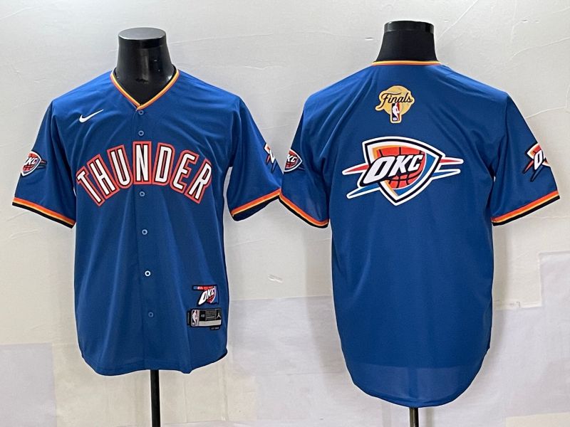 Men 2025 Oklahoma City Thunder Blank Blue Nike Joint Name NBA Jersey style 1